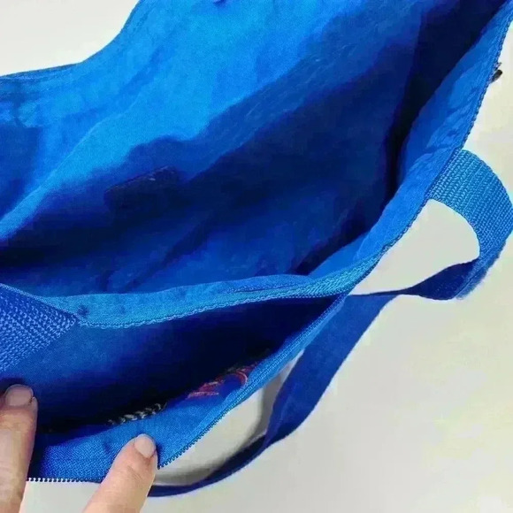 Disney Characters Nylon Tote Bag Carry On Blue Large MICKEY POOH GOOFY DONALD - Picture 5 of 8